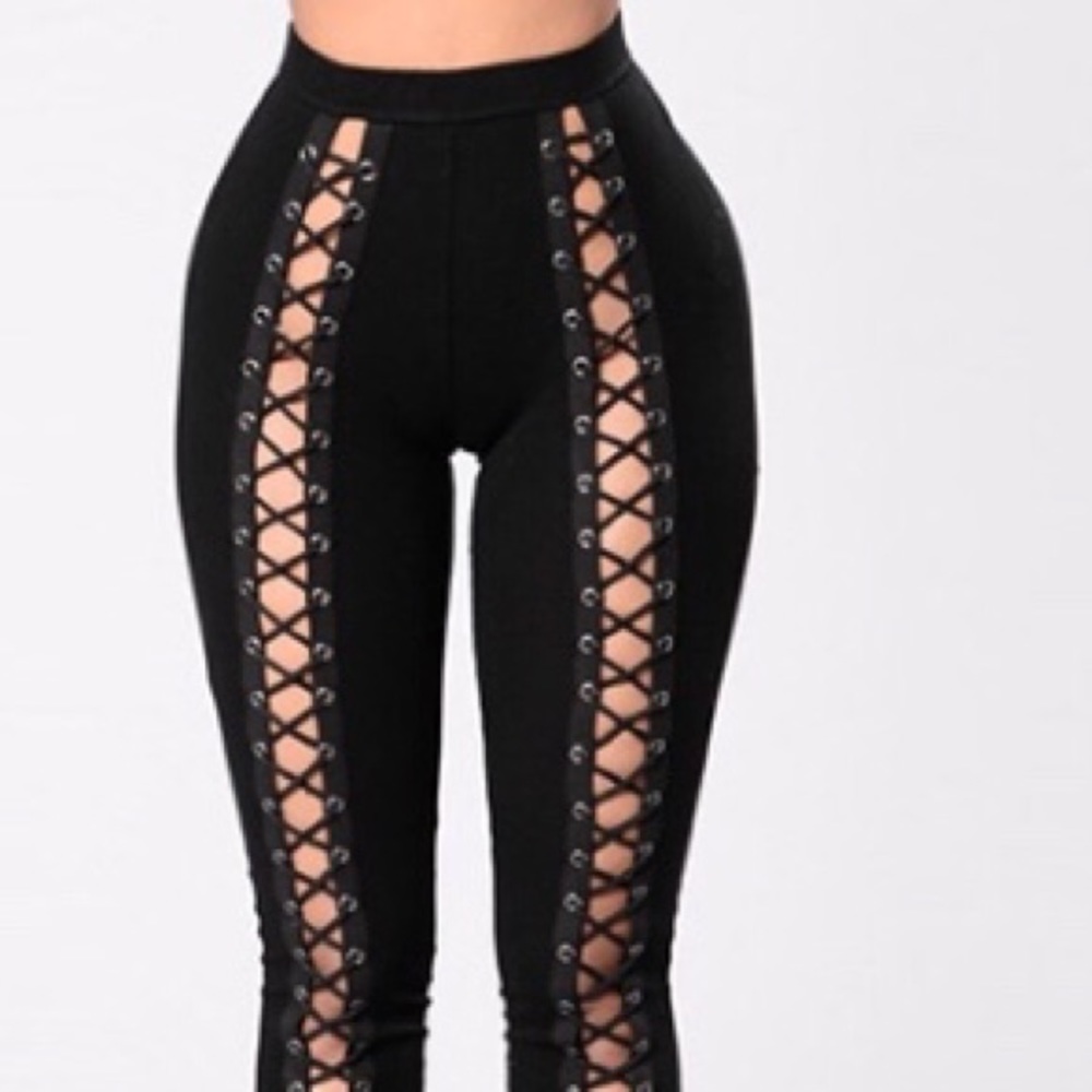 Laced up black Leggins